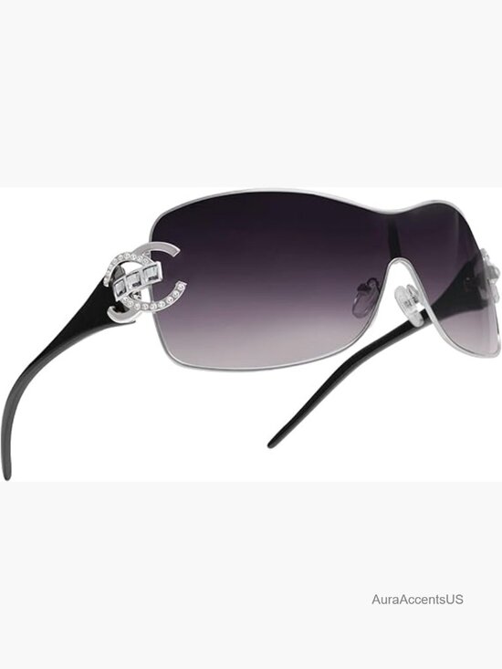 Y2K Oversized Shield Sunglasses Wrap Around Frameless Shades main image 7